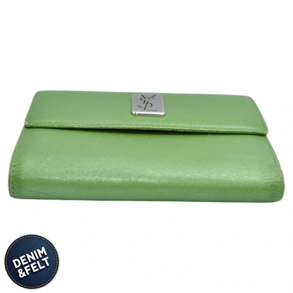 Yves Saint Laurent YSL Bi-Fold‎ Leather Green Logo Wallet | RARE - Picture 5 of 10